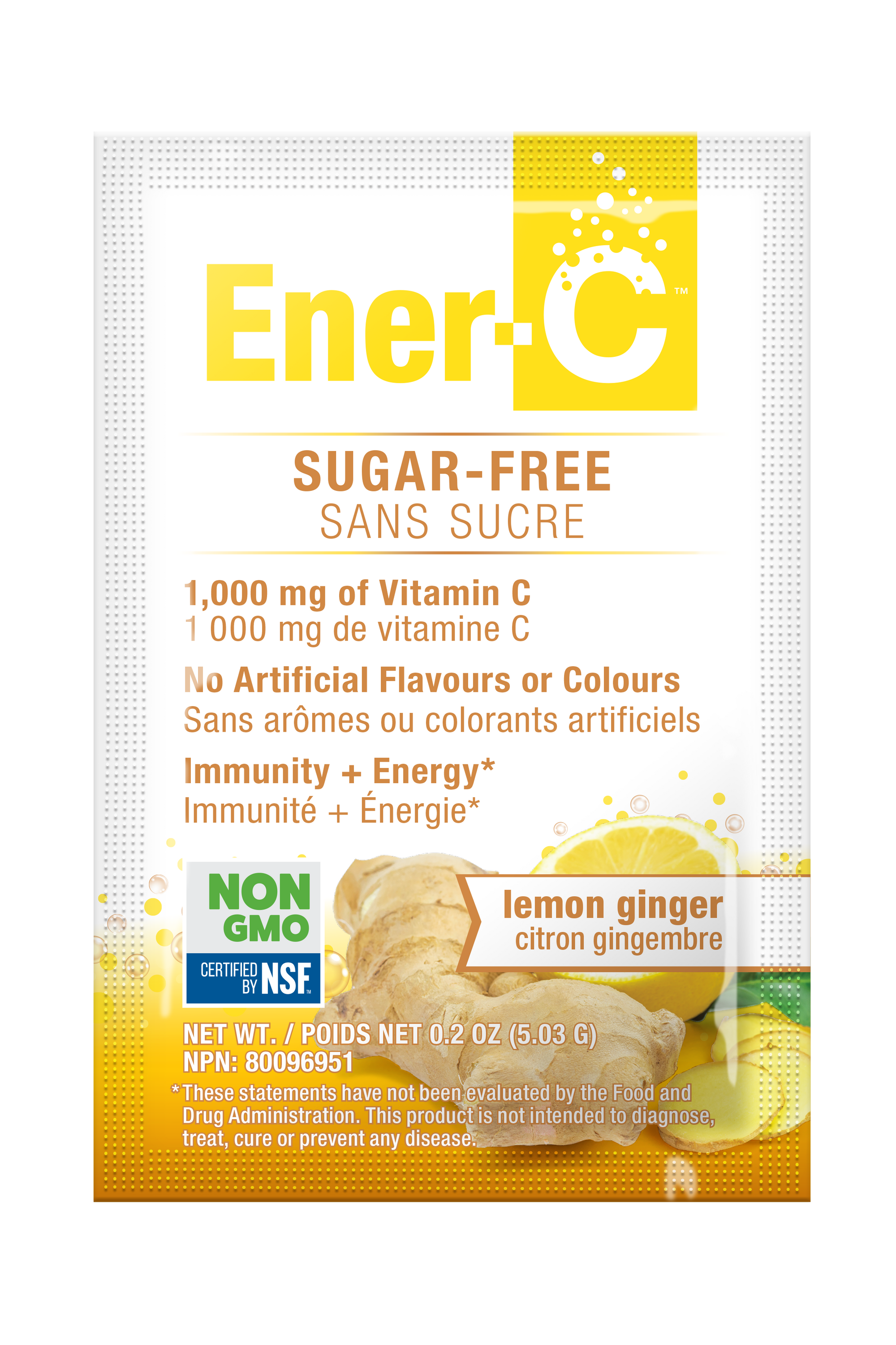Ener-C Sugar Free Lemon Ginger 5gm Sample Sachet (One Serve)