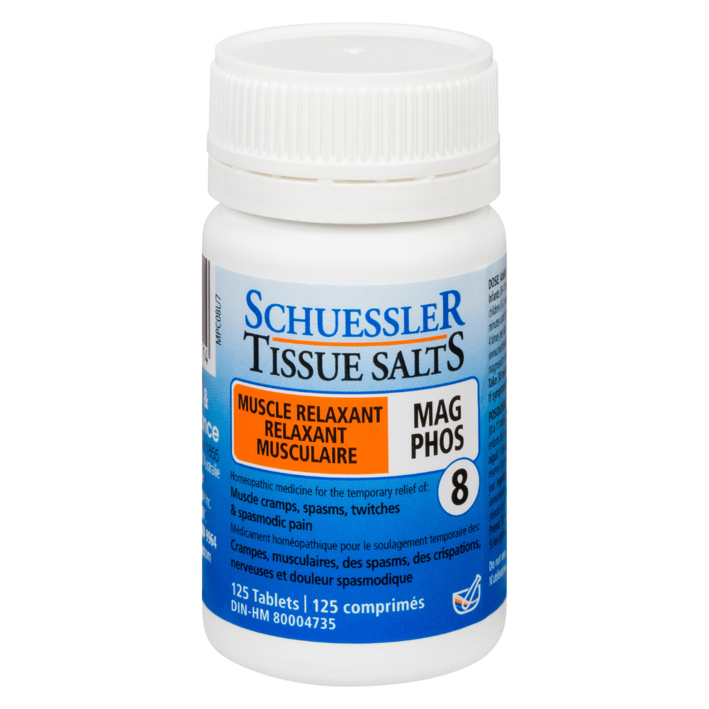 Schuessler Tissue Salts 125 Tablets - MAG PHOS, NO. 8 | MUSCLE RELAXANT