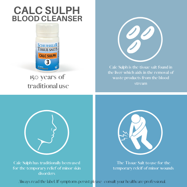Schuessler Tissue Salts 125 Tablets - CALC SULPH, NO. 3 | BLOOD CLEANSER