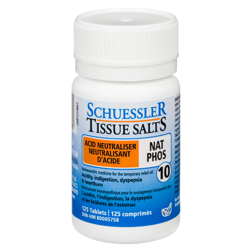 Schuessler Tissue Salts 125 Tablets -   NAT PHOS | NO. 10 - ACID NEUTRALISER