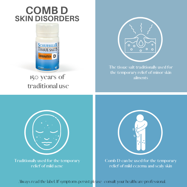 Schuessler Tissue Sels 125 Comprimés - COMB D | PROBLÈMES DERMATOLOGIQUES