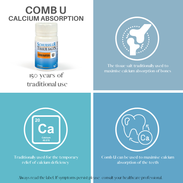 Schuessler Tissue Sels 125 Comprimés - COMB U | ABSORPTION DE CALCIUM